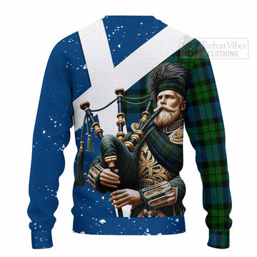 Tartan Vibes Clothing MacKie (McKie) Tartan Knitted Sweater with Family Crest Scottish Bagpiper Vibes