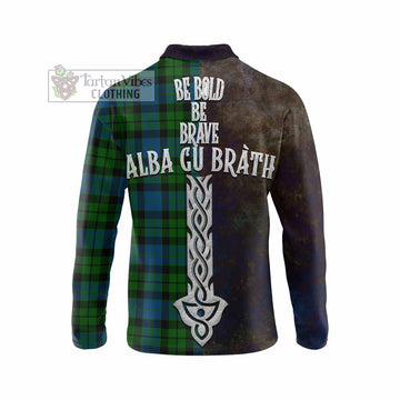 MacKie (McKie) Tartan Family Crest Long Sleeve Polo Shirt Alba Gu Brath Be Brave Lion Ancient Style