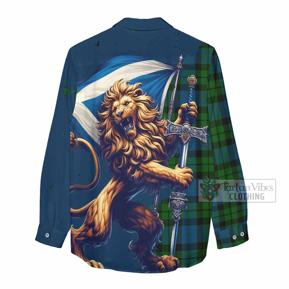 Tartan Vibes Clothing MacKie (McKie) Tartan Family Crest Women's Casual Shirt with Scottish Majestic Lion