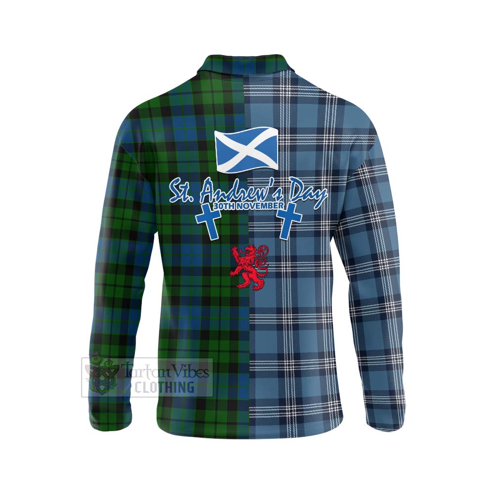 Tartan Vibes Clothing MacKie (McKie) Tartan Long Sleeve Polo Shirt Happy St. Andrew's Day Half Tartan Style