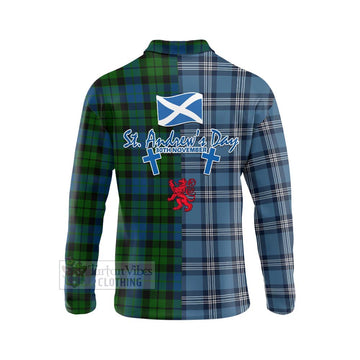 Tartan Vibes Clothing MacKie (McKie) Tartan Long Sleeve Polo Shirt Happy St. Andrew's Day Half Tartan Style