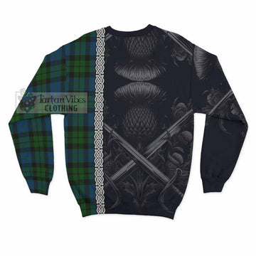 Tartan Vibes Clothing MacKie (McKie) Tartan Sweatshirt with Family Crest Cross Sword Thistle Celtic Vibes