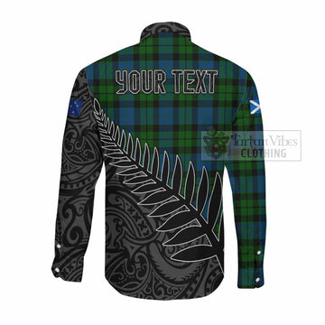 Tartan Vibes Clothing MacKie (McKie) Crest Tartan Long Sleeve Button Shirt with New Zealand Silver Fern Half Style