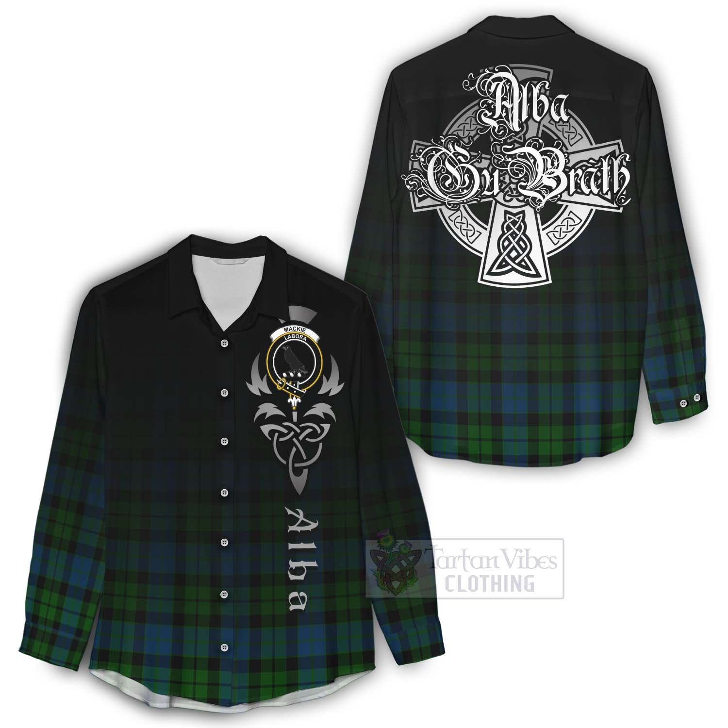 Tartan Vibes Clothing MacKie (McKie) Tartan Women's Casual Shirt Featuring Alba Gu Brath Family Crest Celtic Inspired