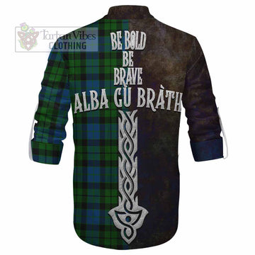 MacKie (McKie) Tartan Family Crest Ghillie Kilt Shirt Alba Gu Brath Be Brave Lion Ancient Style