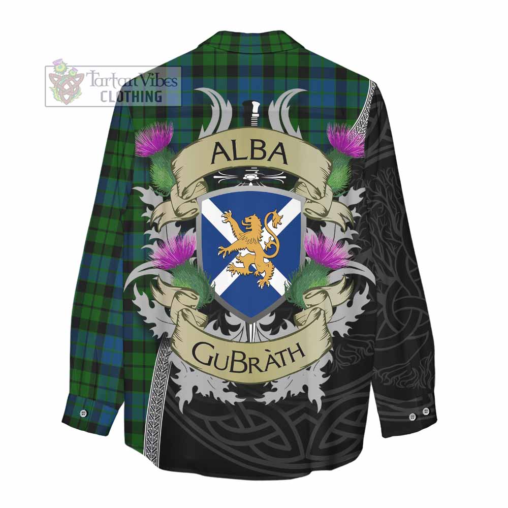 Tartan Vibes Clothing MacKie (McKie) Tartan Family Crest Women's Casual Shirt Lion Rampant Royal Thistle Shield Celtic Inspired