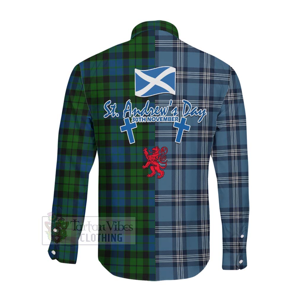 Tartan Vibes Clothing MacKie (McKie) Tartan Long Sleeve Button Shirt Happy St. Andrew's Day Half Tartan Style