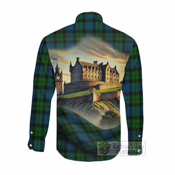 Tartan Vibes Clothing MacKie (McKie) Tartan Family Crest Long Sleeve Button Shirt with Scottish Ancient Castle Style