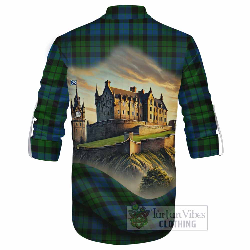 Tartan Vibes Clothing MacKie (McKie) Tartan Family Crest Ghillie Kilt Shirt with Scottish Ancient Castle Style