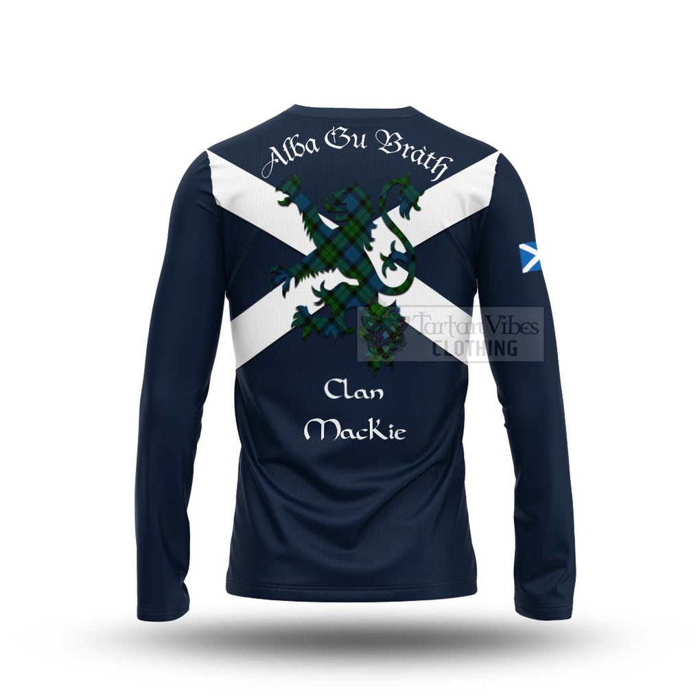 Tartan Vibes Clothing MacKie (McKie) Tartan Lion Rampant Long Sleeve T-Shirt – Proudly Display Your Heritage with Alba Gu Brath and Clan Name