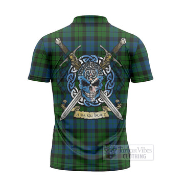 Tartan Vibes Clothing MacKie (McKie) Tartan Zipper Polo Shirt with Family Crest Celtic Skull Style