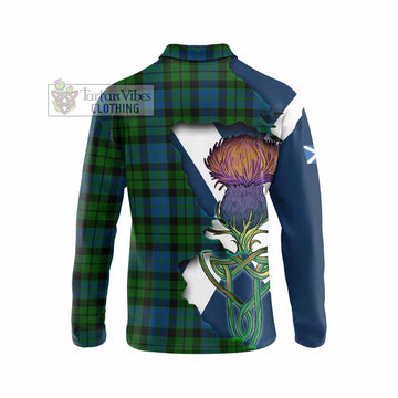 Tartan Vibes Clothing MacKie (McKie) Tartan Family Crest Long Sleeve Polo Shirt Scottish Thistle Celtic Inspired