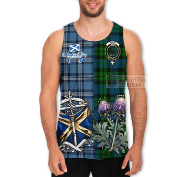 Tartan Vibes Clothing MacKie (McKie) Tartan Men's Tank Top Happy St. Andrew's Day Half Tartan Style