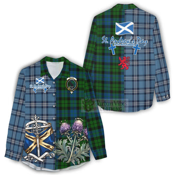 Tartan Vibes Clothing MacKie (McKie) Tartan Women's Casual Shirt Happy St. Andrew's Day Half Tartan Style