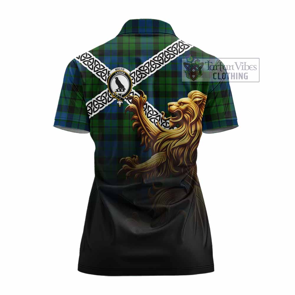 Tartan Vibes Clothing MacKie (McKie) Crest Tartan Women's Polo Shirt with Golden Lion Emblem Celtic Style