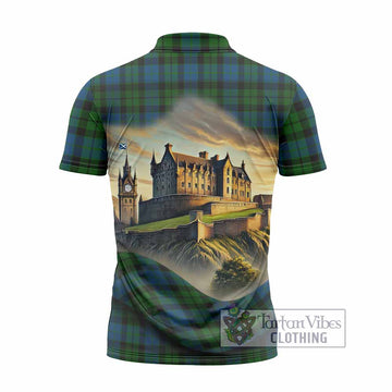 MacKie (McKie) Tartan Family Crest Zipper Polo Shirt with Scottish Ancient Castle Style