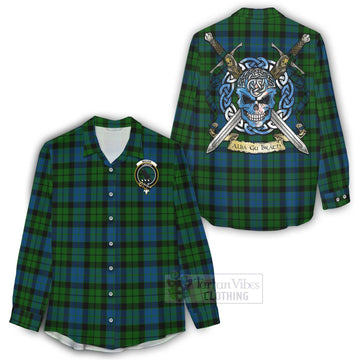 Tartan Vibes Clothing MacKie (McKie) Tartan Women's Casual Shirt with Family Crest Celtic Skull Style