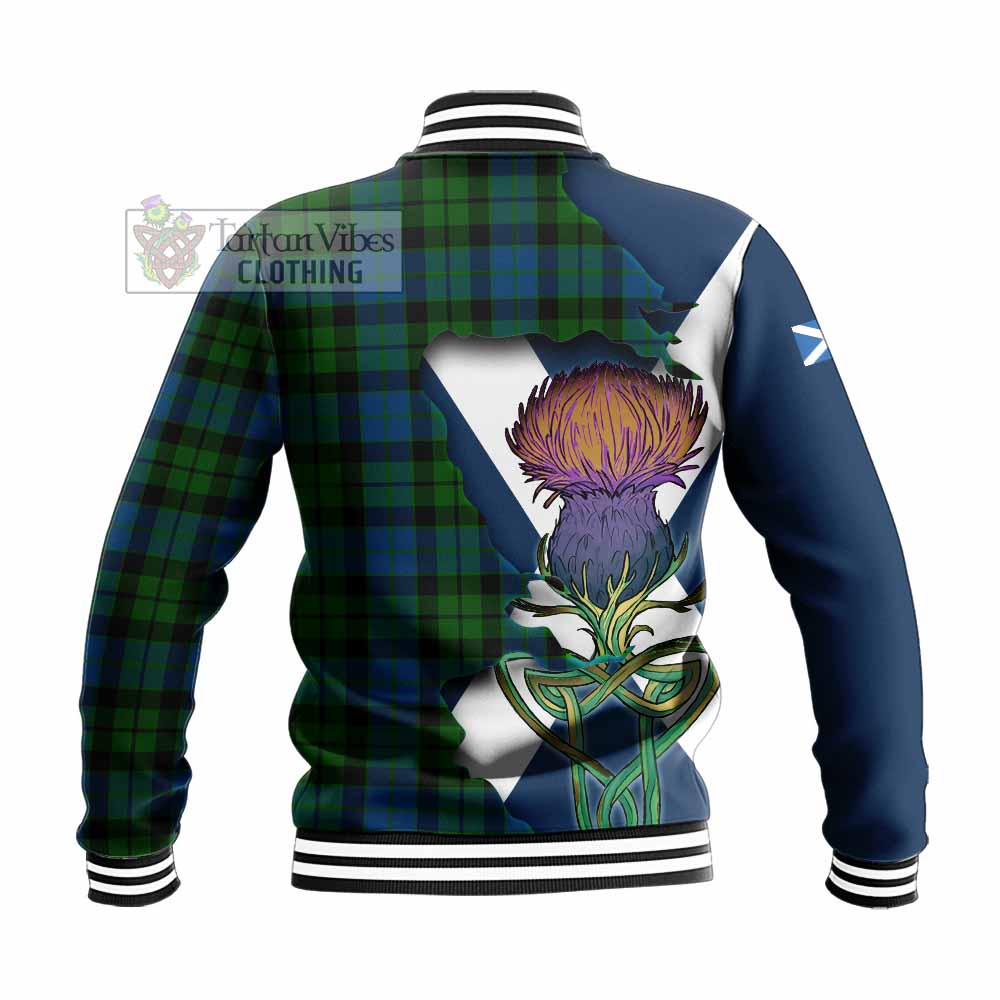 Tartan Vibes Clothing MacKie (McKie) Tartan Family Crest Baseball Jacket Scottish Thistle Celtic Inspired