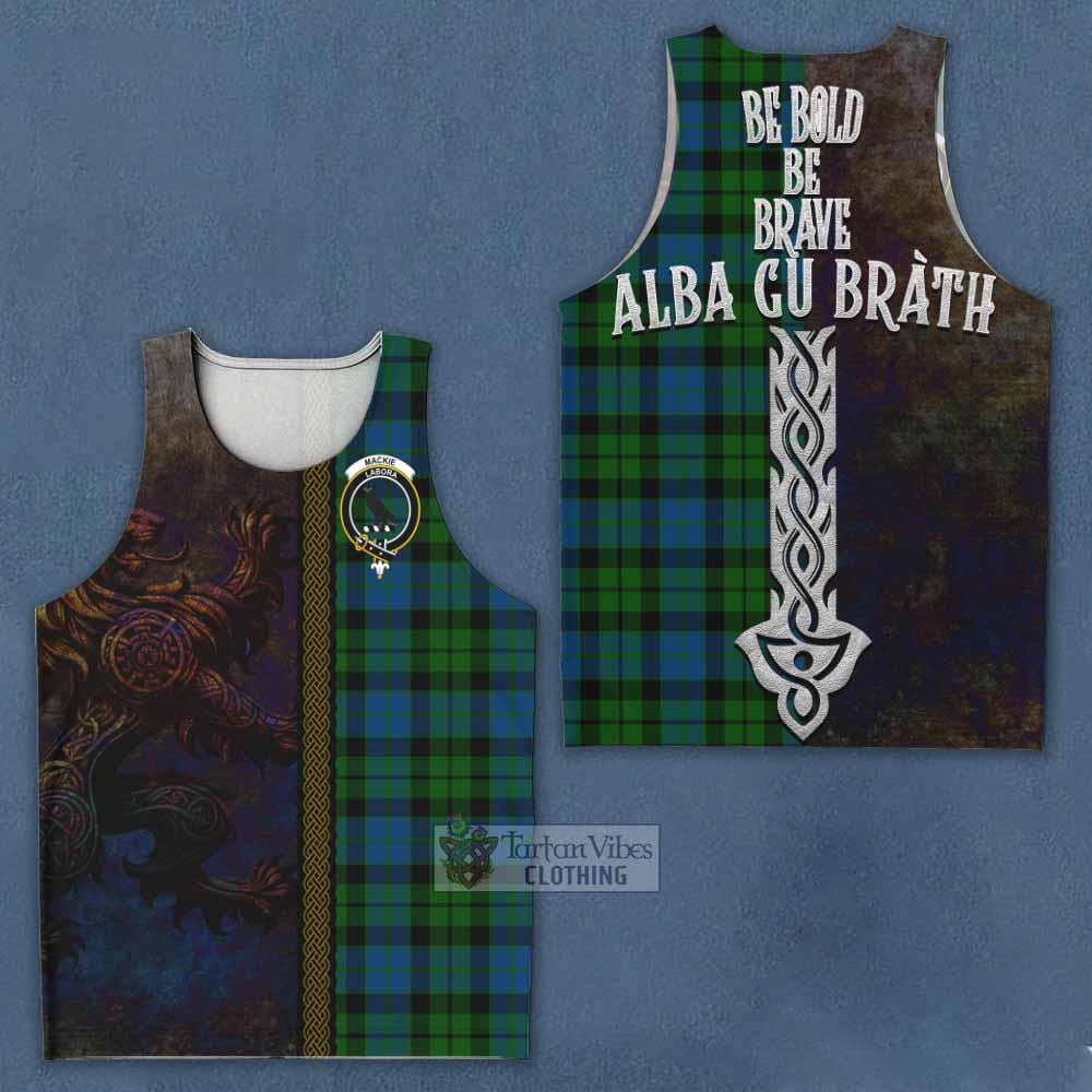 Tartan Vibes Clothing MacKie (McKie) Tartan Family Crest Men's Tank Top Alba Gu Brath Be Brave Lion Ancient Style