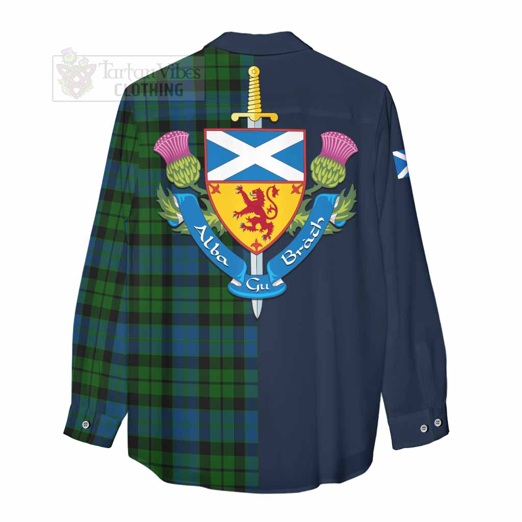 Tartan Vibes Clothing MacKie (McKie) Tartan Women's Casual Shirt Alba with Scottish Lion Royal Arm Half Style