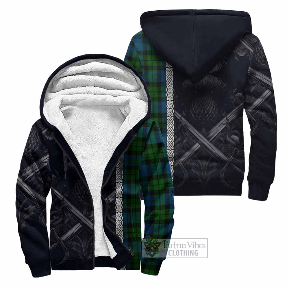 Tartan Vibes Clothing MacKie (McKie) Tartan Sherpa Hoodie with Family Crest Cross Sword Thistle Celtic Vibes
