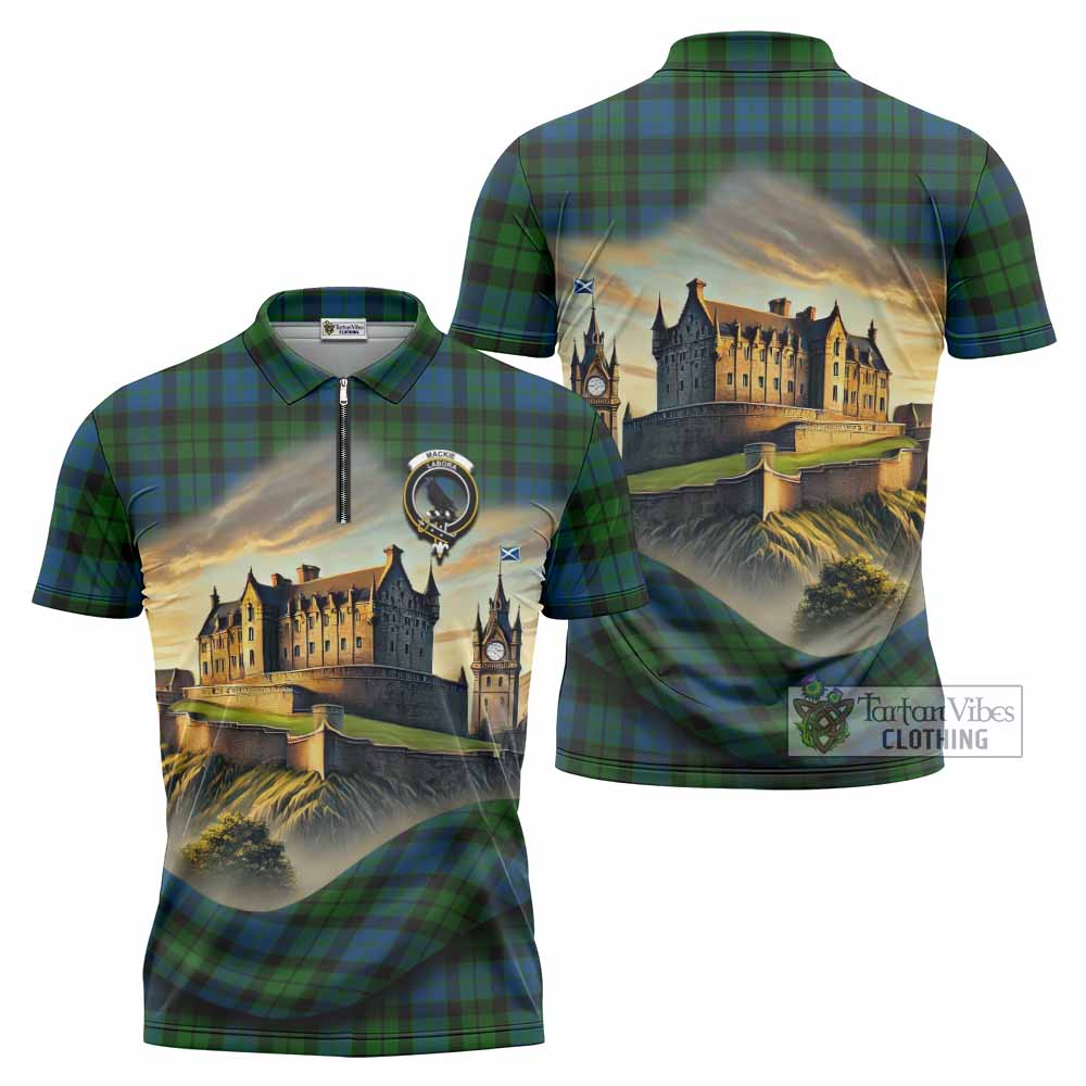Tartan Vibes Clothing MacKie (McKie) Tartan Family Crest Zipper Polo Shirt with Scottish Ancient Castle Stype