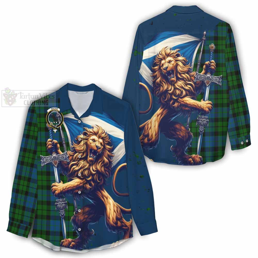 Tartan Vibes Clothing MacKie (McKie) Tartan Family Crest Women's Casual Shirt with Scottish Majestic Lion