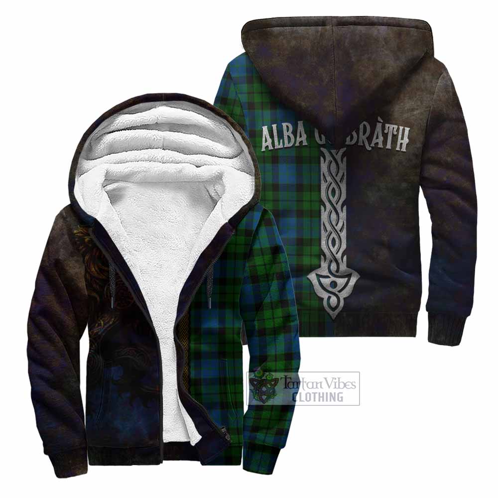 Tartan Vibes Clothing MacKie (McKie) Tartan Family Crest Sherpa Hoodie Alba Gu Brath Be Brave Lion Ancient Style