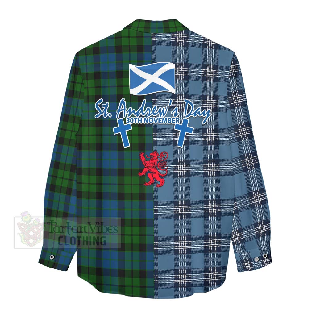 Tartan Vibes Clothing MacKie (McKie) Tartan Women's Casual Shirt Happy St. Andrew's Day Half Tartan Style