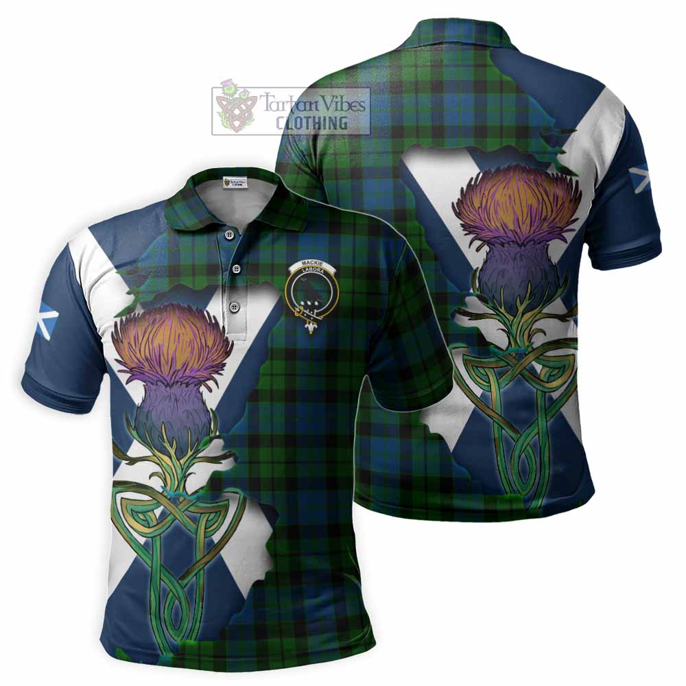 Tartan Vibes Clothing MacKie (McKie) Tartan Family Crest Polo Shirt Scottish Thistle Celtic Inspired