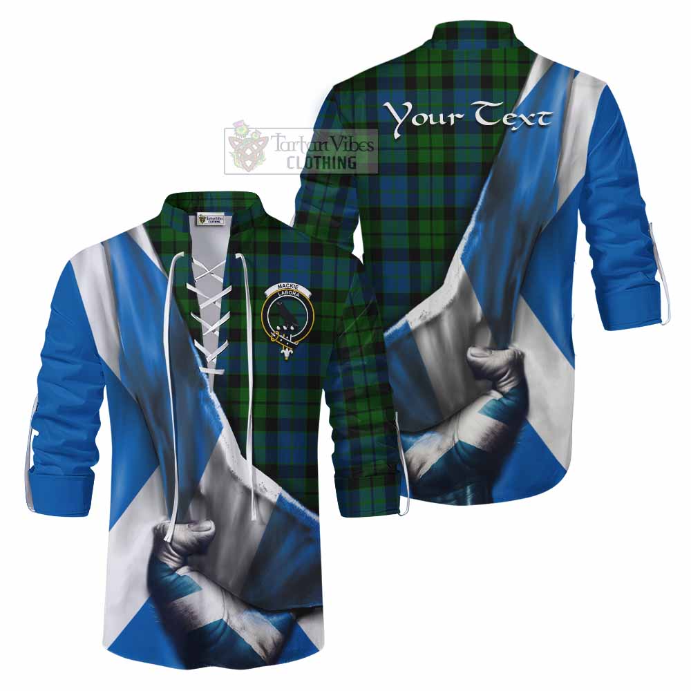 Tartan Vibes Clothing MacKie (McKie) Tartan Ghillie Kilt Shirt with Family Crest Scotland Patriotic Style