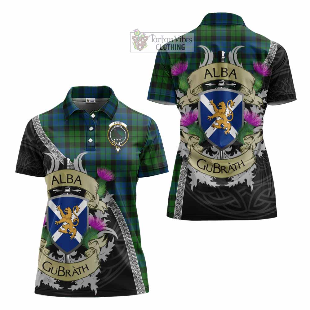 Tartan Vibes Clothing MacKie (McKie) Tartan Family Crest Women's Polo Shirt Lion Rampant Royal Thistle Shield Celtic Inspired