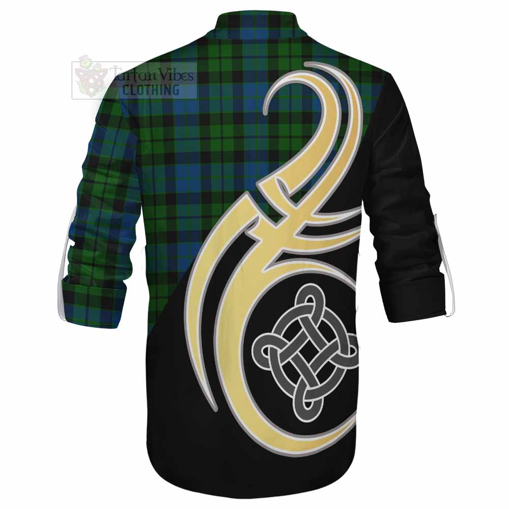Tartan Vibes Clothing MacKie (McKie) Tartan Ghillie Kilt Shirt with Family Crest and Celtic Symbol Style