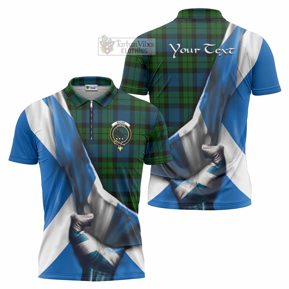 Tartan Vibes Clothing MacKie (McKie) Tartan Zipper Polo Shirt with Family Crest Scotland Patriotic Style