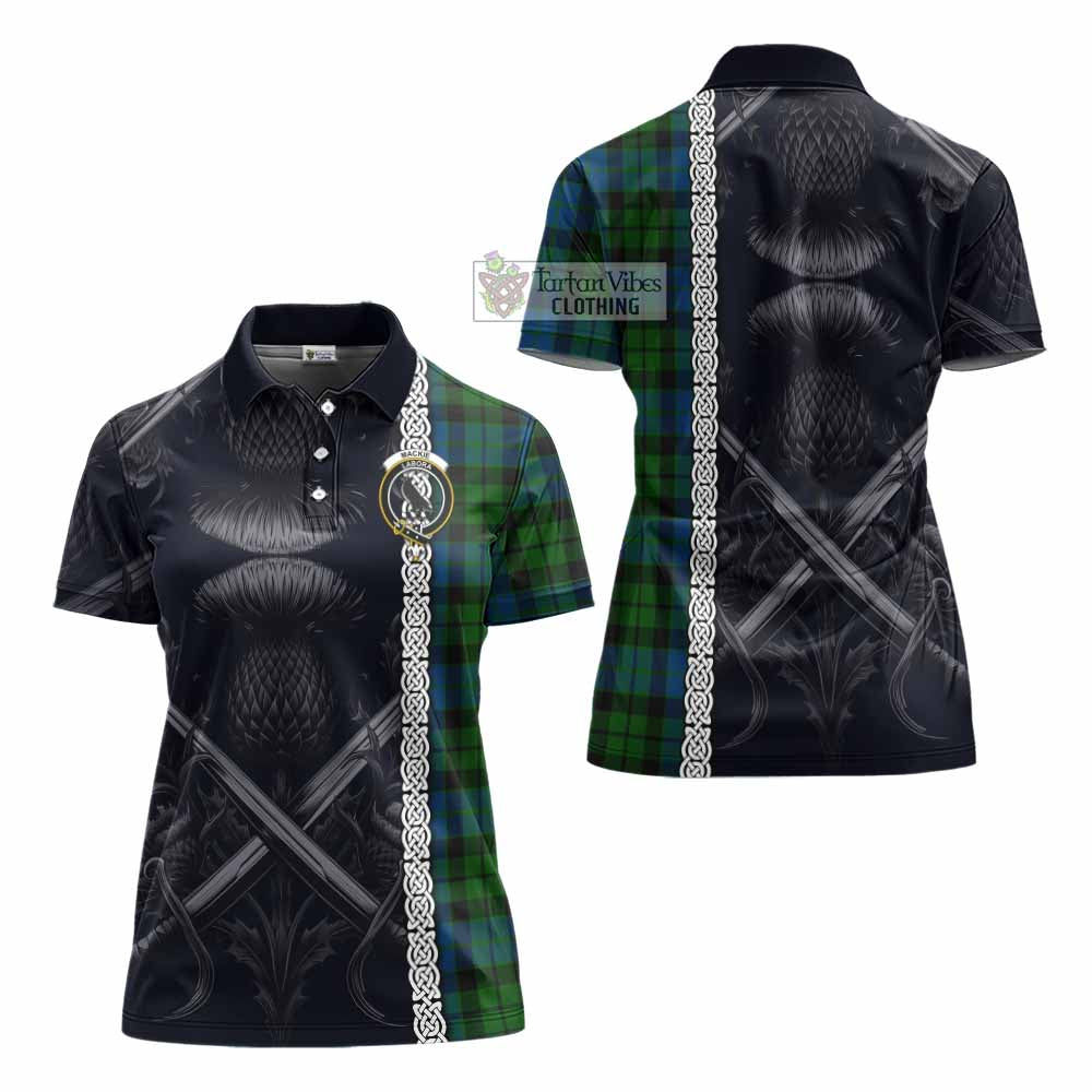 Tartan Vibes Clothing MacKie (McKie) Tartan Women's Polo Shirt with Family Crest Cross Sword Thistle Celtic Vibes