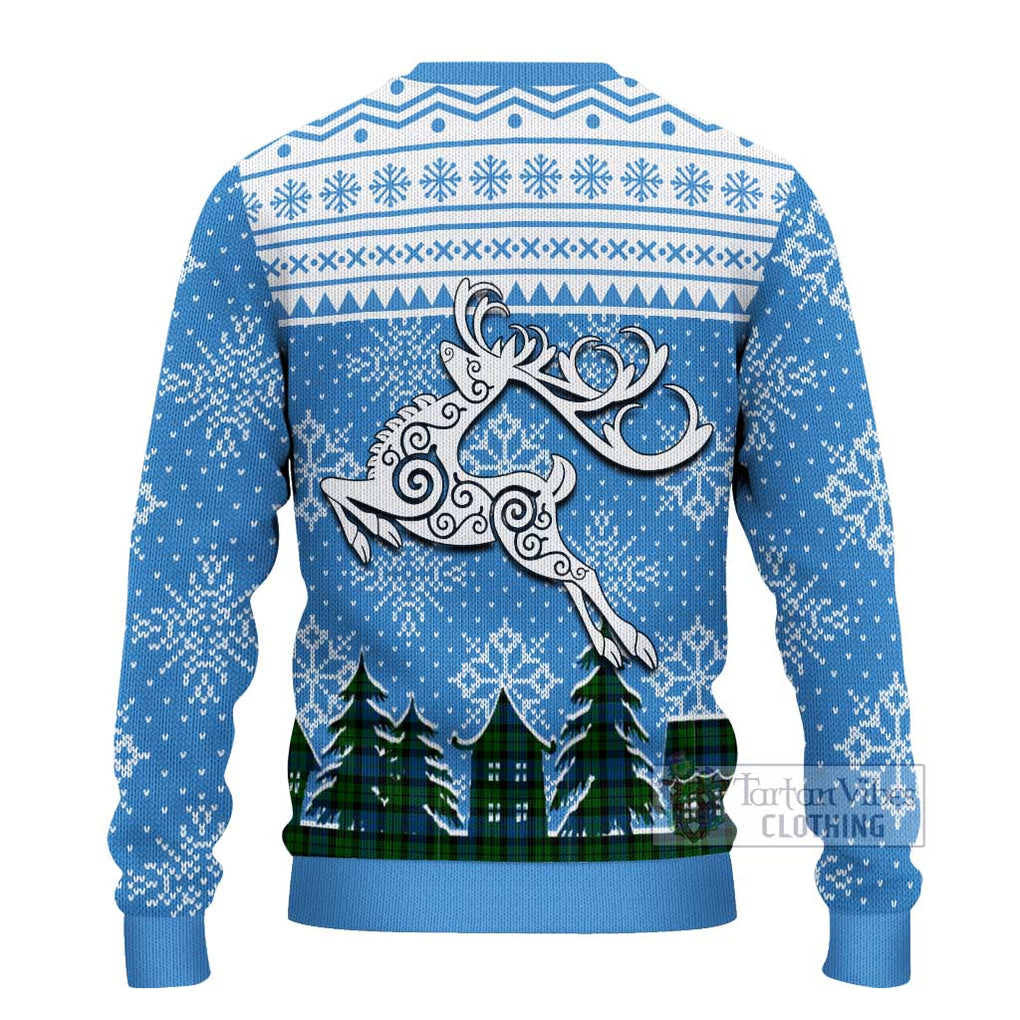Tartan Vibes Clothing MacKie (McKie) Clan Christmas Ugly Sweater with Tartan and Celtic Raindeer Style