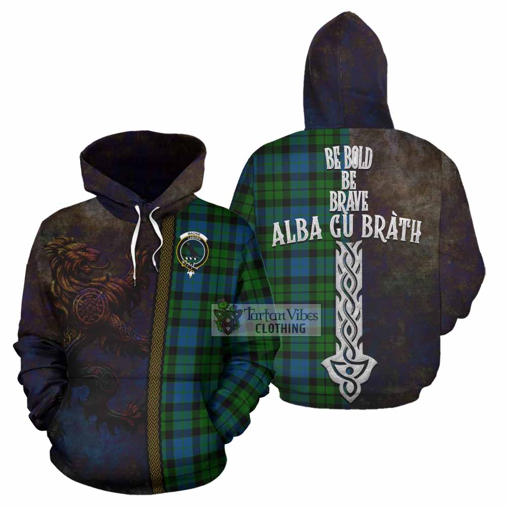 Tartan Vibes Clothing MacKie (McKie) Tartan Family Crest Hoodie Alba Gu Brath Be Brave Lion Ancient Style