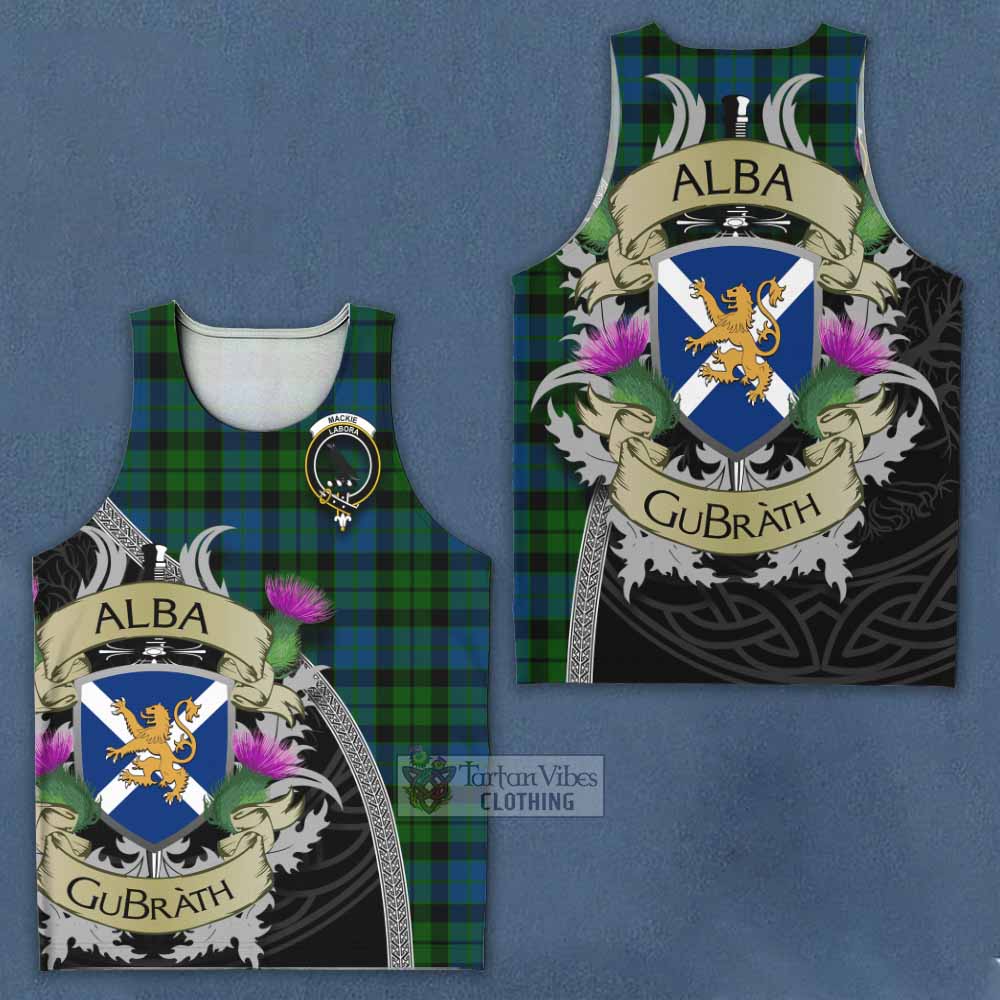 Tartan Vibes Clothing MacKie (McKie) Tartan Family Crest Men's Tank Top Lion Rampant Royal Thistle Shield Celtic Inspired