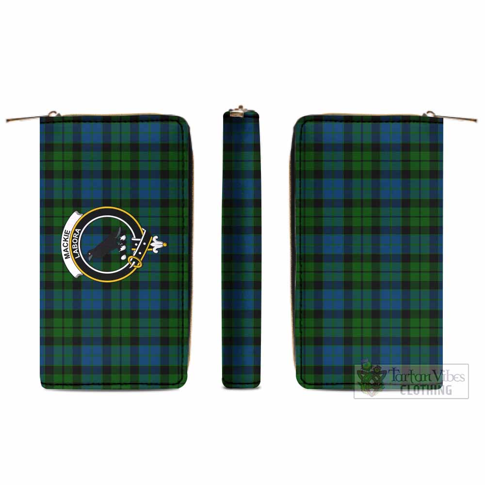 Tartan Vibes Clothing MacKie (McKie) Tartan Women's Leather Wallet with Family Crest