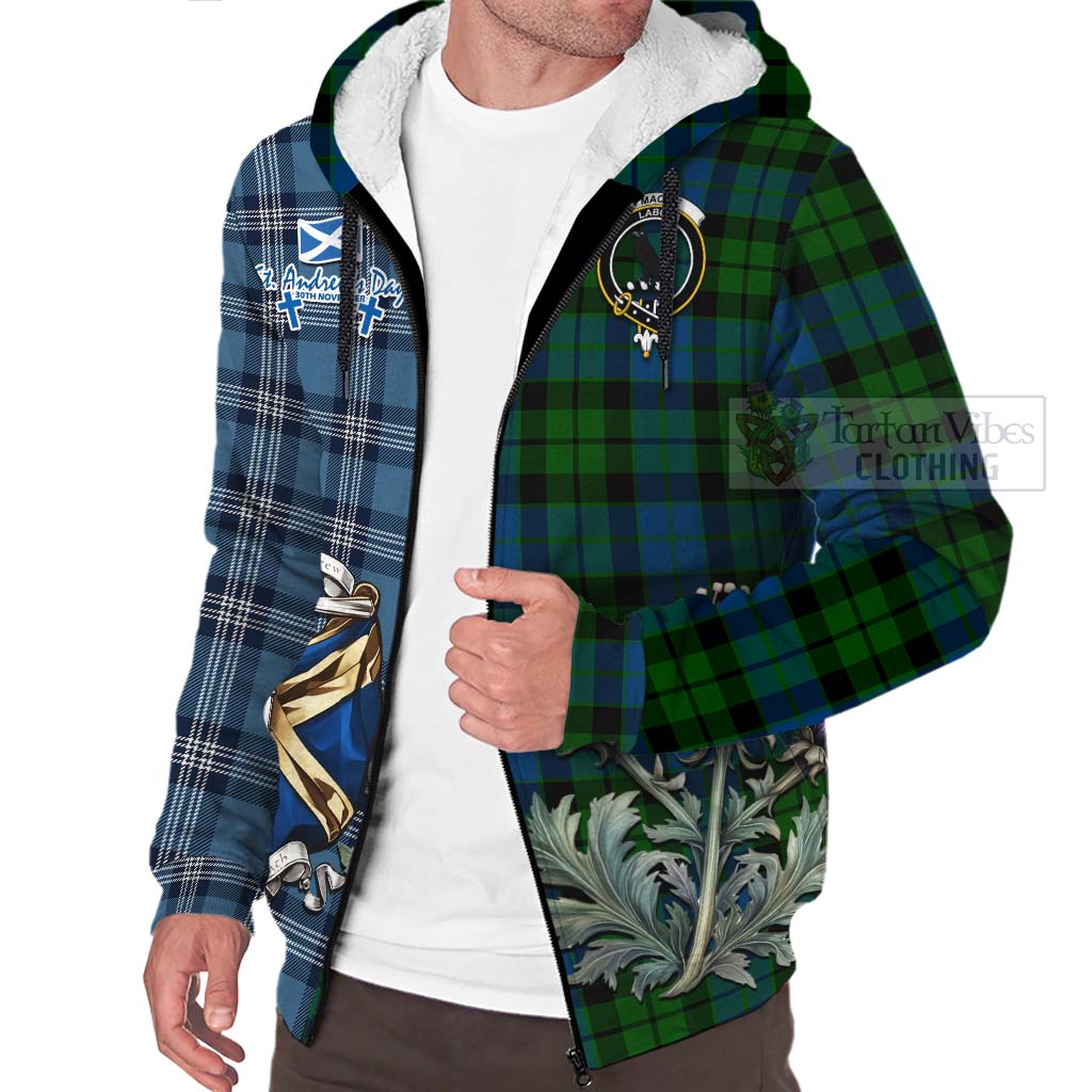 Tartan Vibes Clothing MacKie (McKie) Tartan Sherpa Hoodie Happy St. Andrew's Day Half Tartan Style