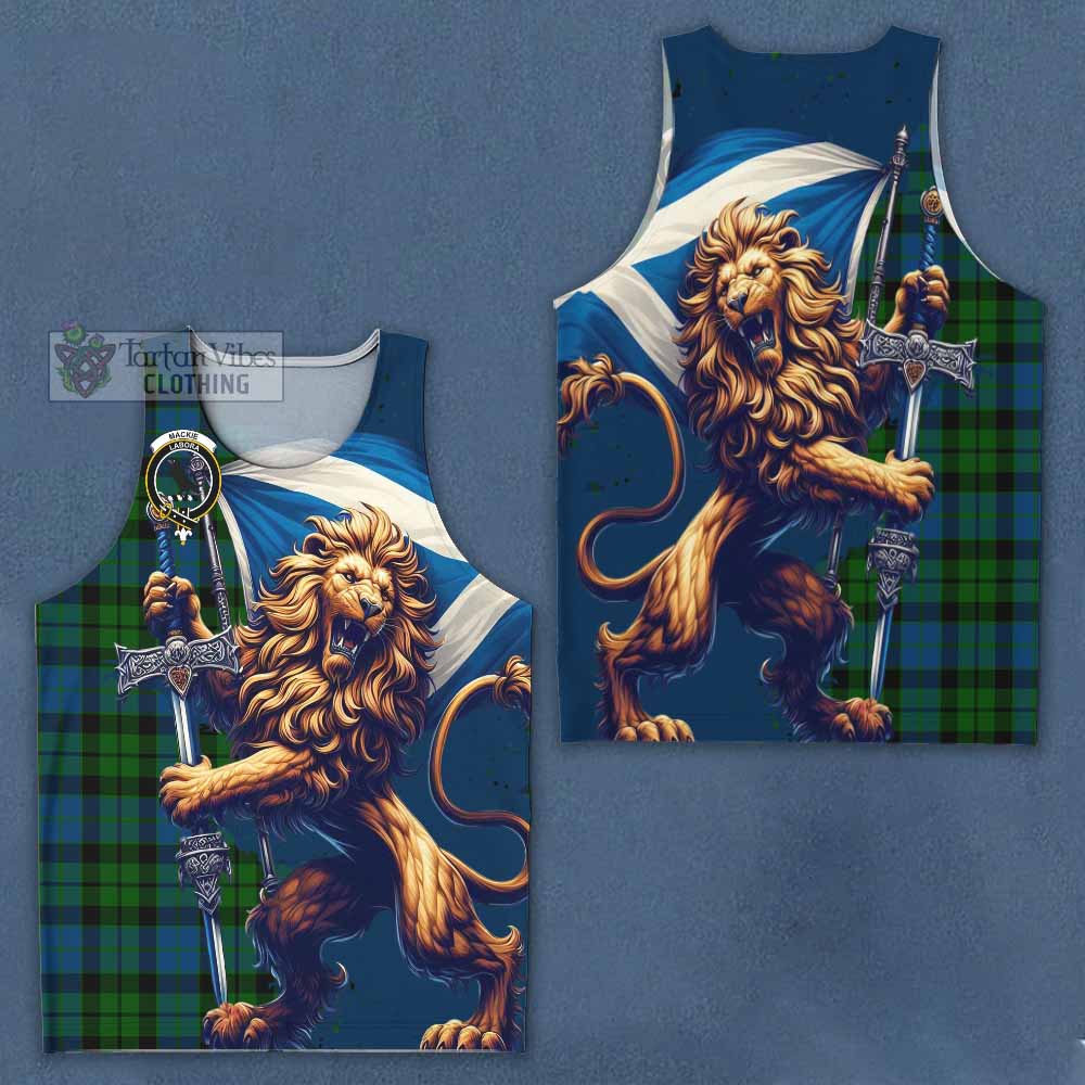 Tartan Vibes Clothing MacKie (McKie) Tartan Family Crest Men's Tank Top with Scottish Majestic Lion