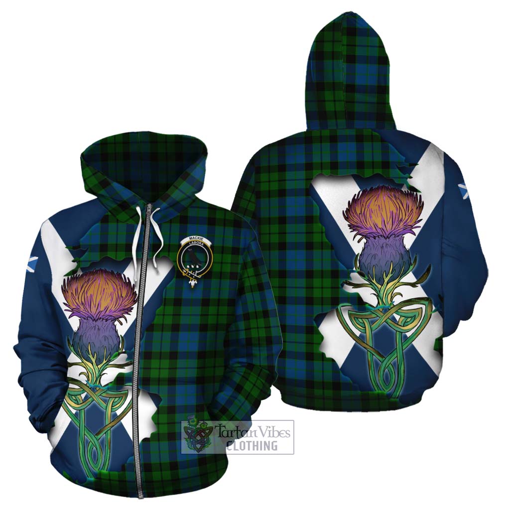 Tartan Vibes Clothing MacKie (McKie) Tartan Family Crest Cotton Hoodie Scottish Thistle Celtic Inspired