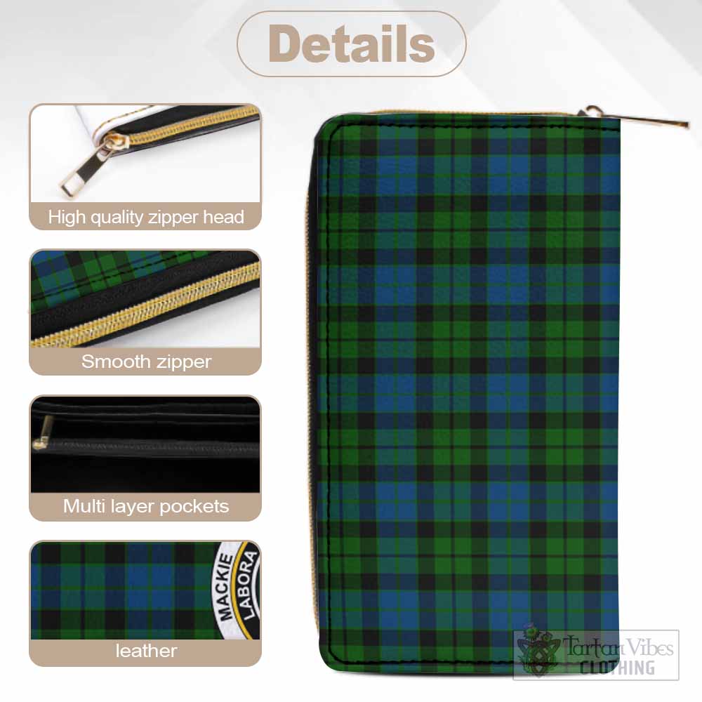 Tartan Vibes Clothing MacKie (McKie) Tartan Women's Leather Wallet with Family Crest