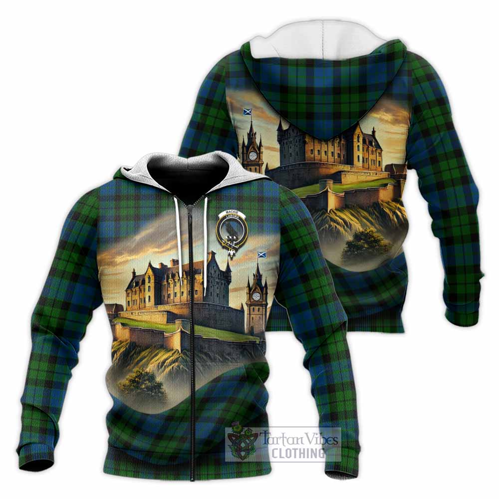 Tartan Vibes Clothing MacKie (McKie) Tartan Family Crest Knitted Hoodie with Scottish Ancient Castle Style