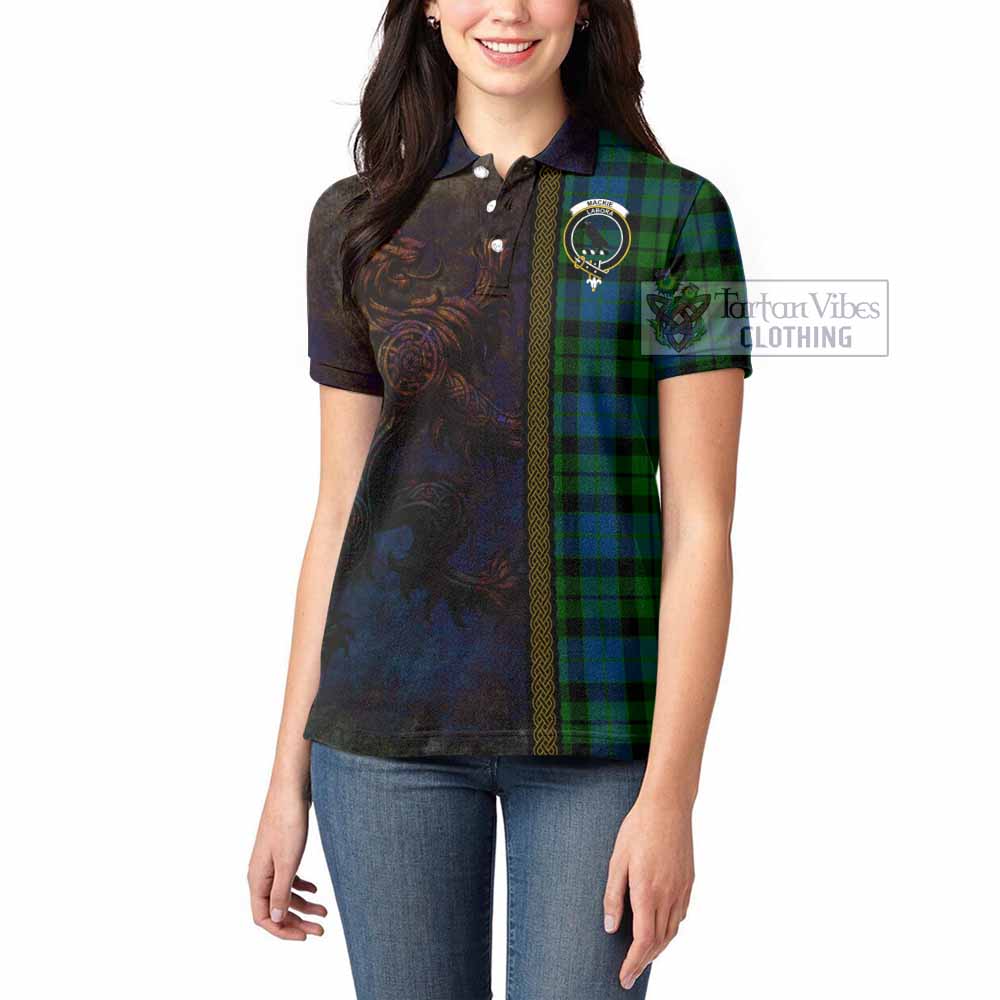 Tartan Vibes Clothing MacKie (McKie) Tartan Family Crest Women's Polo Shirt Alba Gu Brath Be Brave Lion Ancient Style