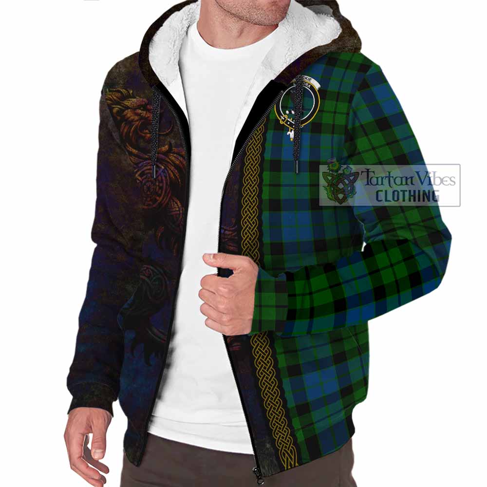 Tartan Vibes Clothing MacKie (McKie) Tartan Family Crest Sherpa Hoodie Alba Gu Brath Be Brave Lion Ancient Style