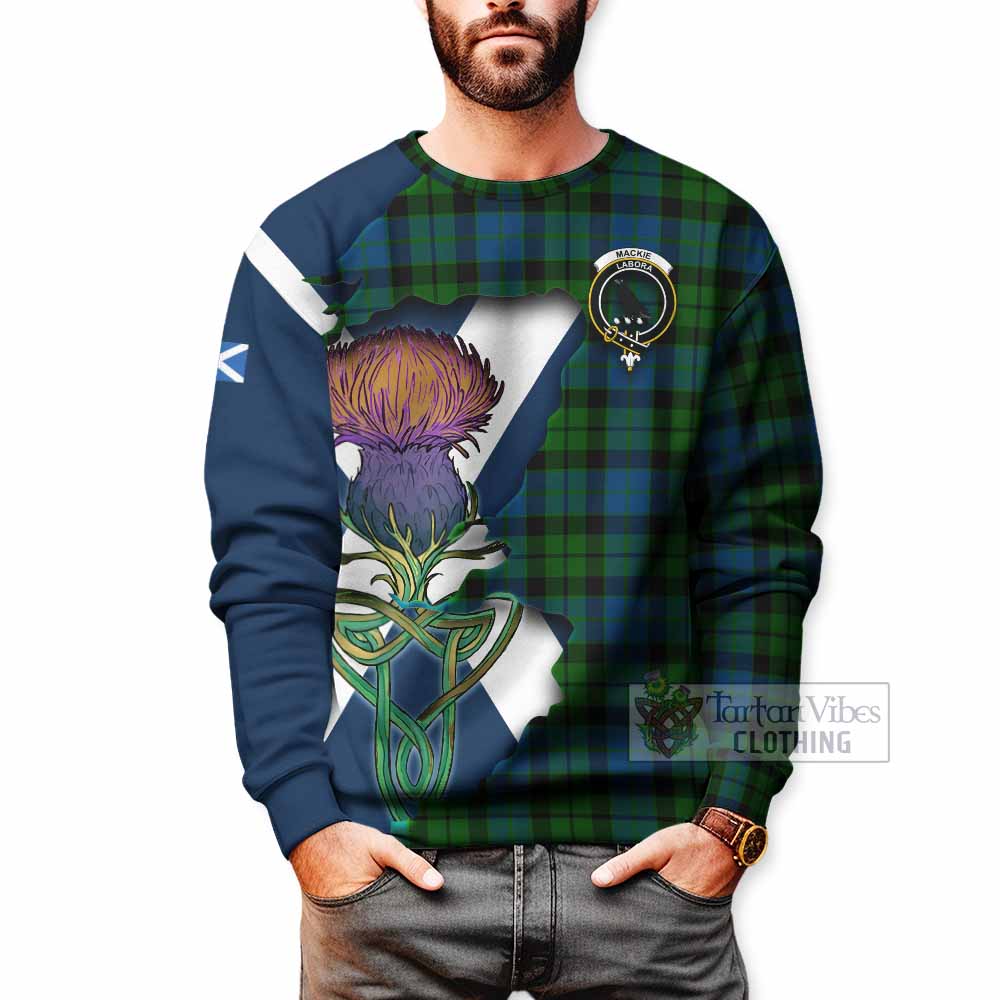 Tartan Vibes Clothing MacKie (McKie) Tartan Family Crest Sweatshirt Scottish Thistle Celtic Inspired