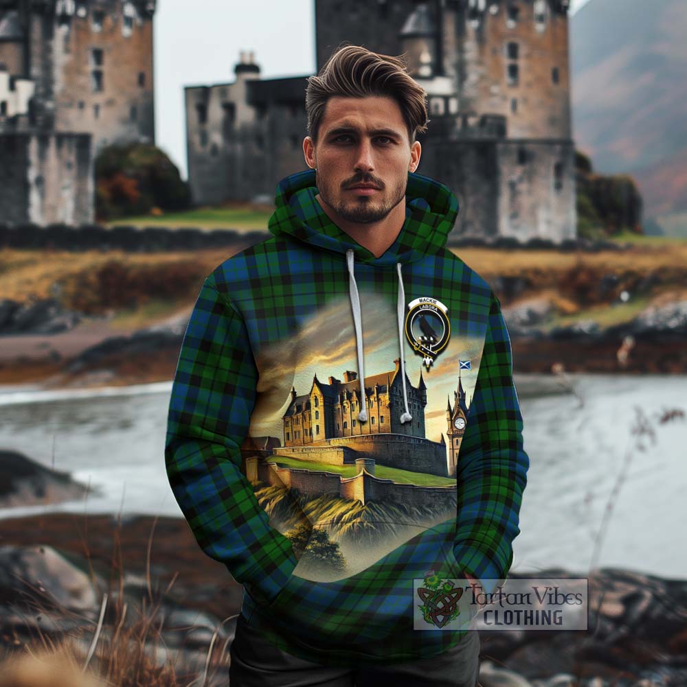Tartan Vibes Clothing MacKie (McKie) Tartan Family Crest Cotton Hoodie with Scottish Ancient Castle Style