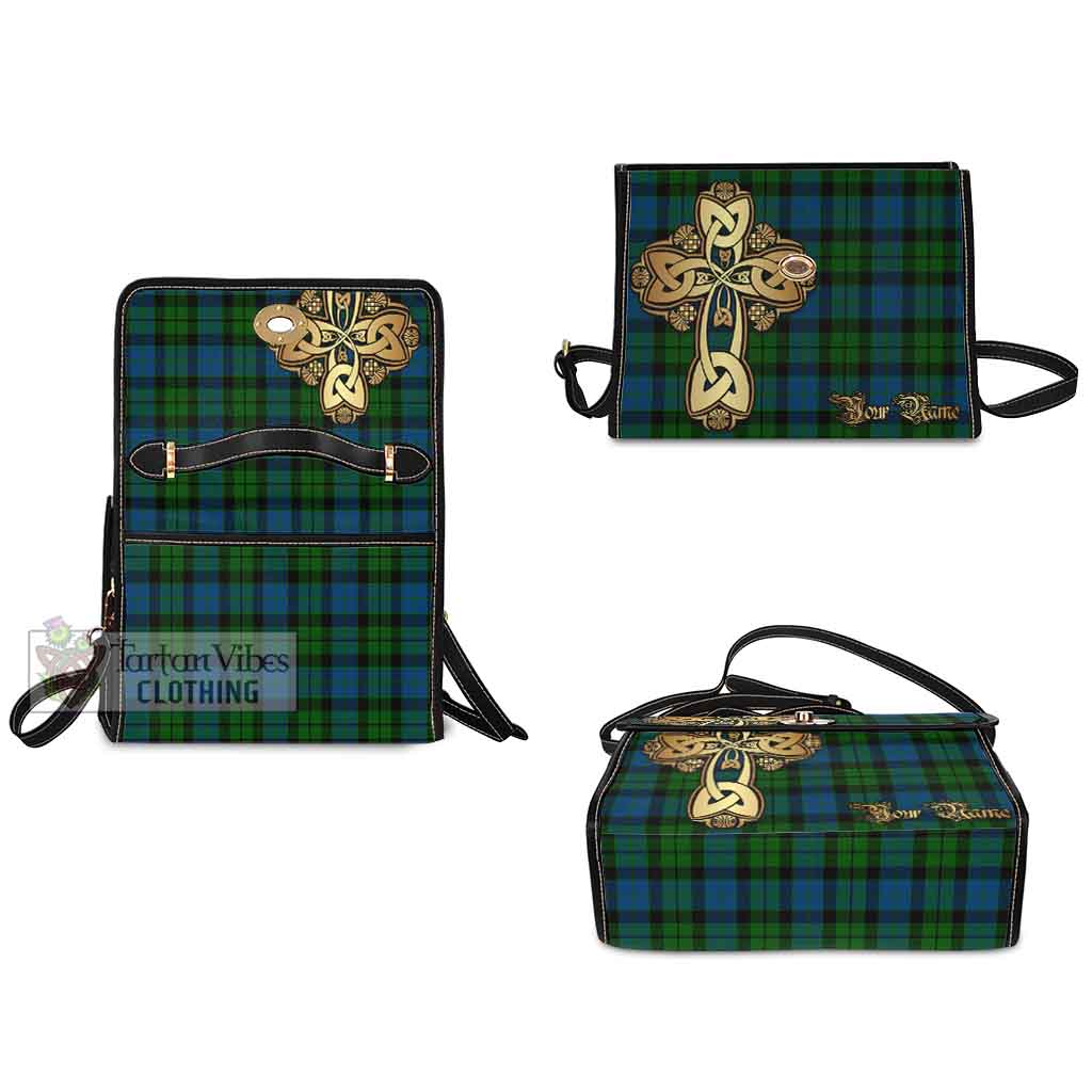 Tartan Vibes Clothing MacKie (McKie) Tartan Waterproof Canvas Bag Golden Thistle Celtic Cross Style