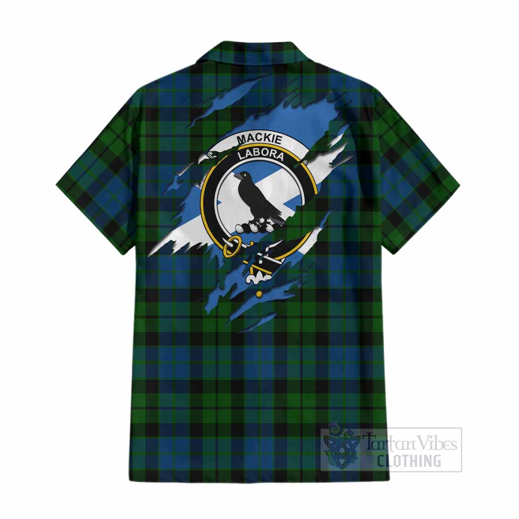 MacKie (McKie) Clan Crest In Me Tartan Cotton Hawaiian Shirt Scotland Flag Style